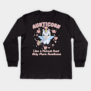 Aunticorn Like a Normal Aunt Only More Awesome Kids Long Sleeve T-Shirt